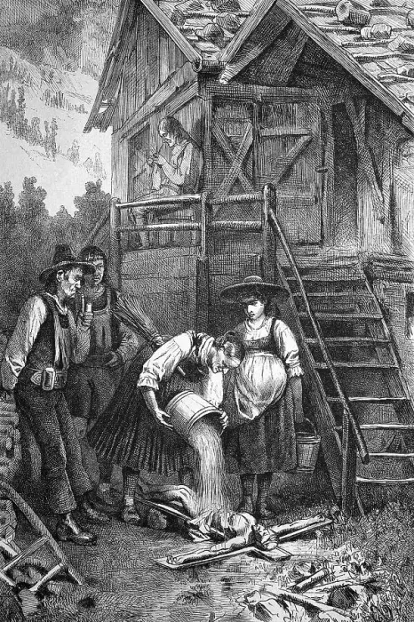 Framed Print : Whit laundry, cleaning a crucifix