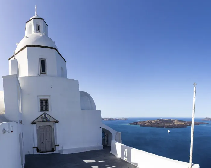 Framed Print : White Church, Church of Hagios Minas
