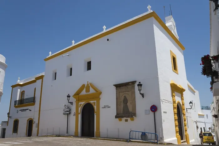 Framed Print : White church with yellow details