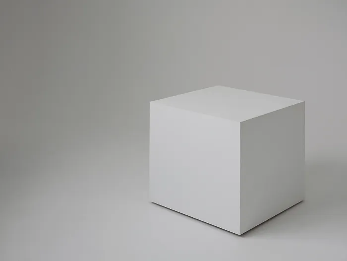 Framed Print : White cube, isolate on light background