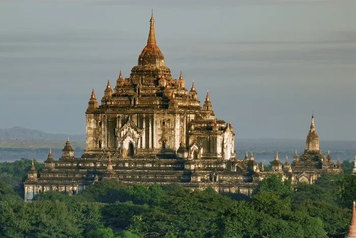 Framed Print : White pagoda in the temples of Bagan
