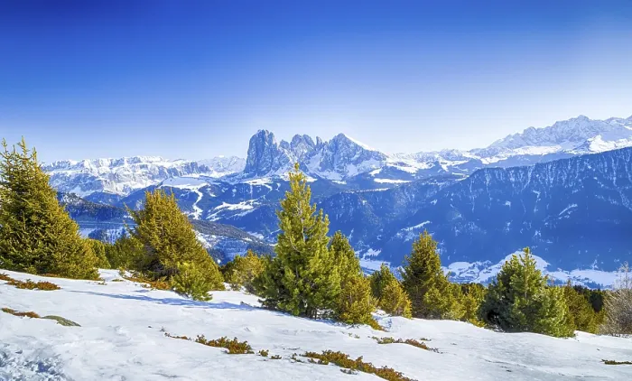Framed Print : White snowy Dolomites mountains with rocks