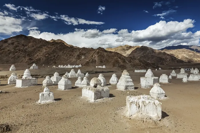 Framed Print : Whitewashed chortens (Tibetan Buddhist stupas)