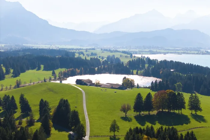 Framed Print : Wide landscape with green areas