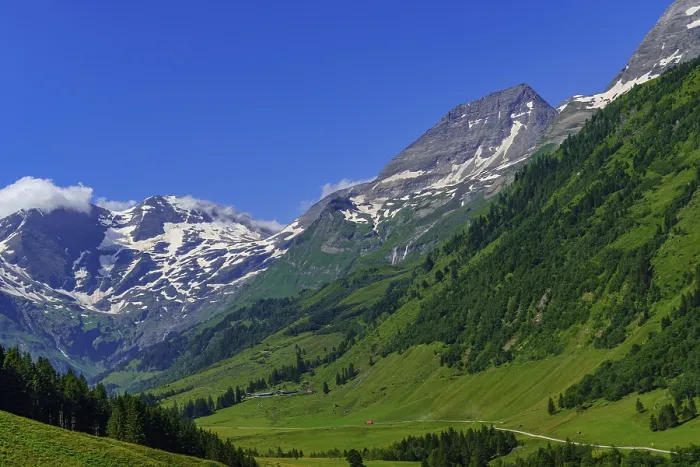 Framed Print : Wide mountain landscape with green valleys and clear sky Framed Print : Wide mountain landscape with green valleys and clear sky