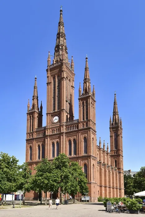 Framed Print : Wiesbaden, Germany, July 2021: Neo-Gothic protestant church called Marktkirche