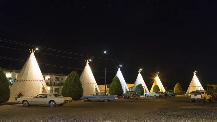 Framed Print : Wigwam Motel at night, tepees, Holbrook