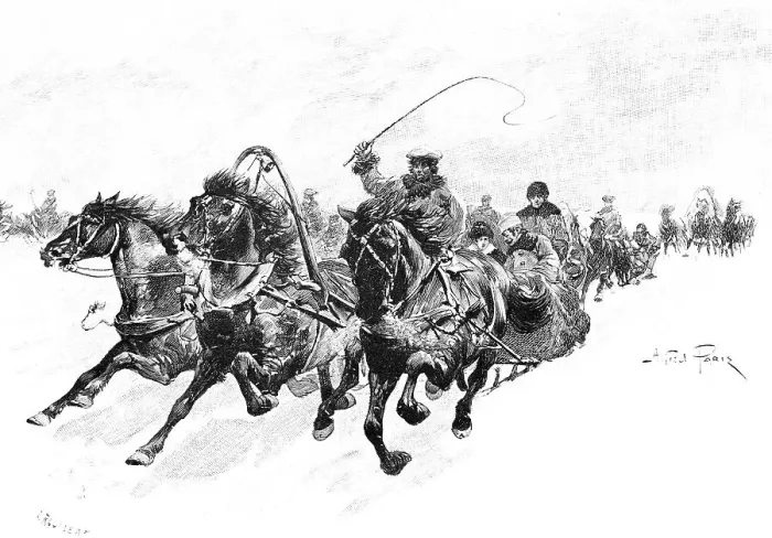 Framed Print : Wild winter sleigh ride in a snowy landscape