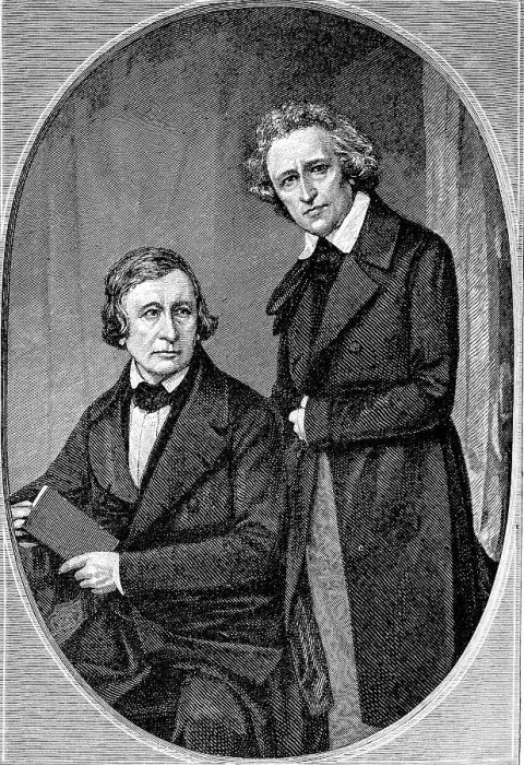 Framed Print : Wilhelm and Jacob Grimm, historic illustration from Deutsche Literaturgeschichte