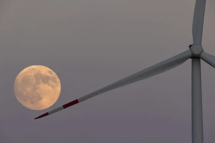 Framed Print : Wind turbine, moon, full moon, supermoon Framed Print : Wind turbine, moon, full moon, supermoon