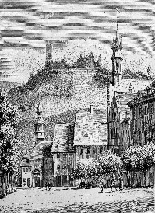Framed Print : Windeck Castle and the town of Weinheim an der Bergstrasse in 1870