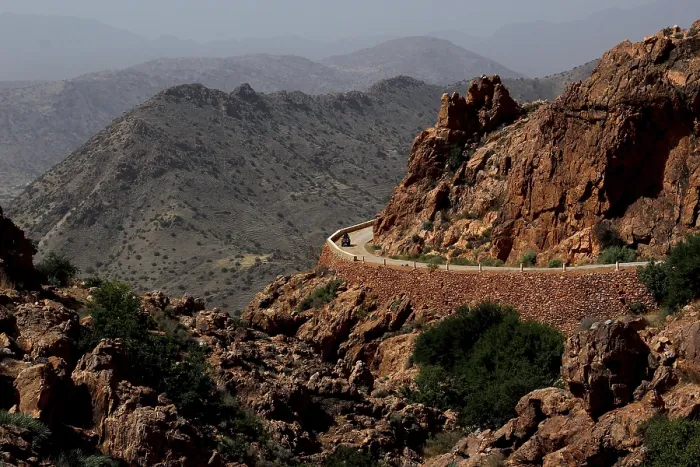 Framed Print : Winding road along the rocks in the mountains around Anergui