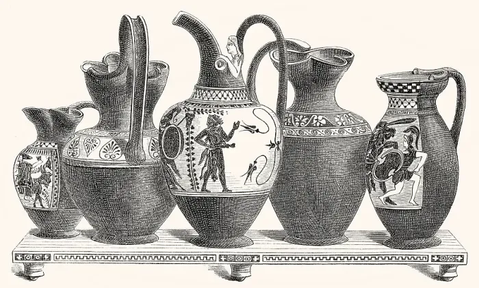 Framed Print : Wine jugs from ancient Greece