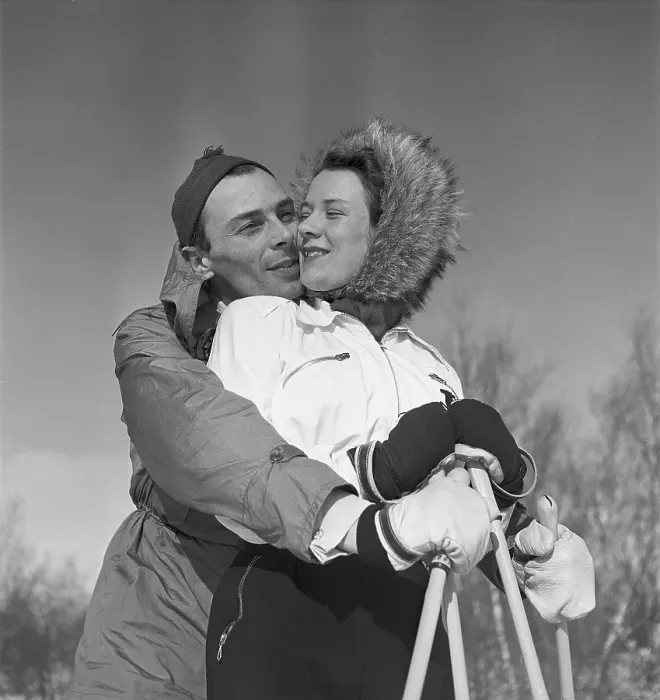 Framed Print : Winter in the 1940s. Actor Nils Kihlberg