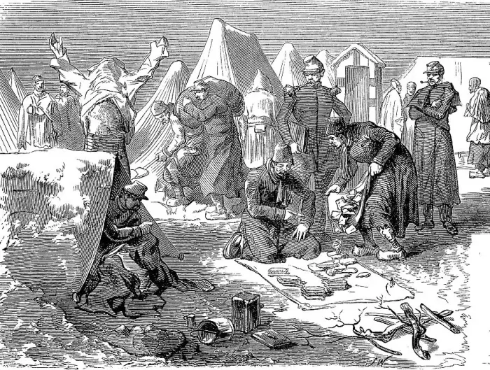 Framed Print : Winter camp in the Crimea, distribution of rusks