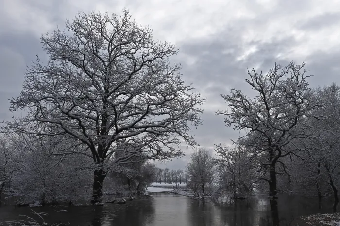 Framed Print : Winter floods, flooded meadows