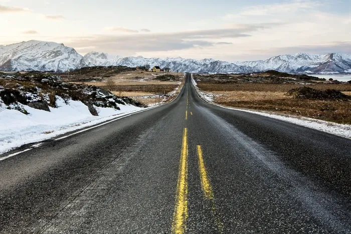 Framed Print : Winter landscape with the European route E10 Framed Print : Winter landscape with the European route E10