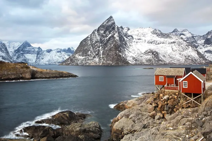 Framed Print : Winter landscape near Reine, Lofoten