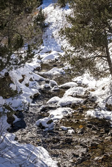 Framed Print : Winter landscape with snow in the snowy mountains of the Pyrenees of Andorra