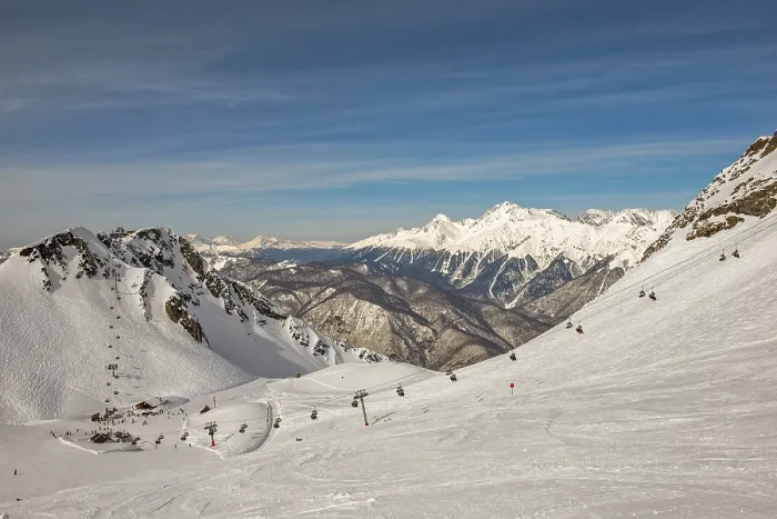 Framed Print : Winter mountain landscape - ski resort in Sochi Framed Print : Winter mountain landscape - ski resort in Sochi