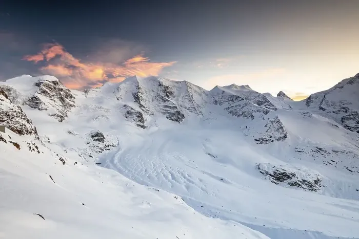 Framed Print : Winter mountain panorama on the Diavolezza in the evening
