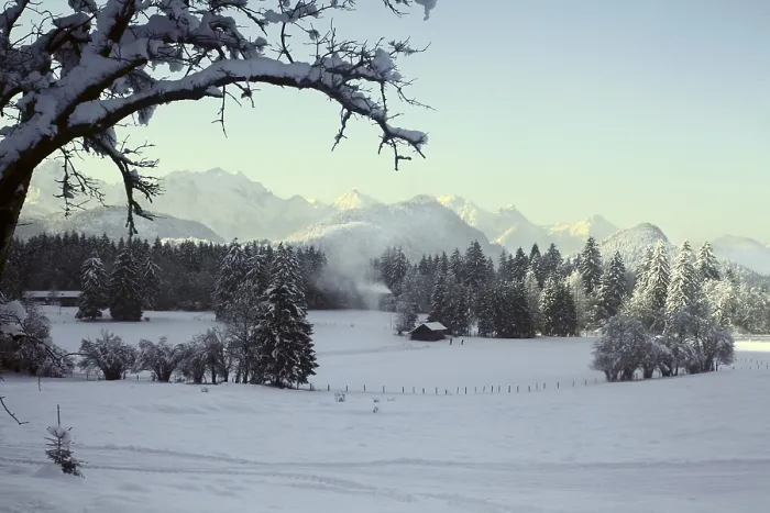 Framed Print : Winter scene.A landscape in Alps