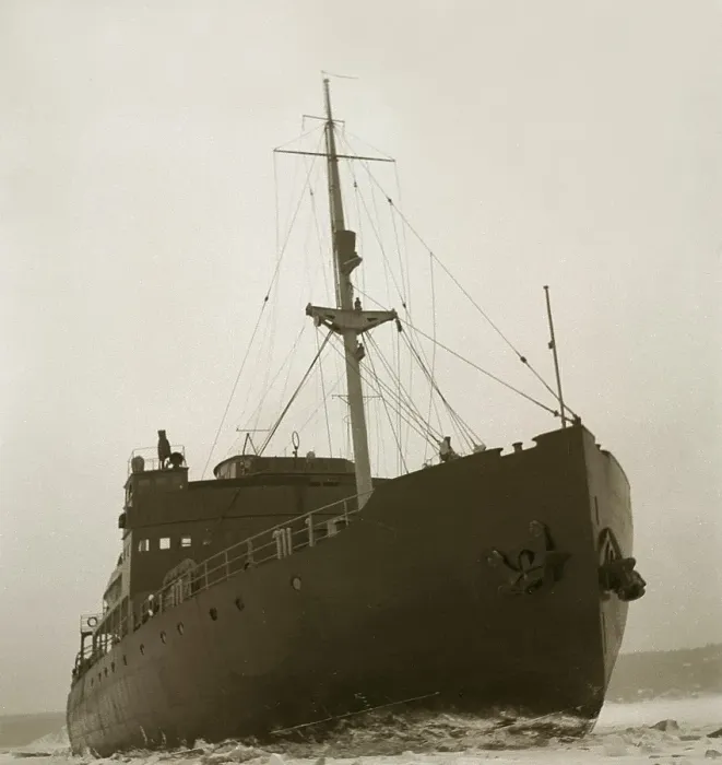 Framed Print : Winter at sea in the 1940s