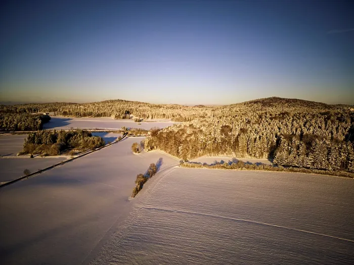 Framed Print : Winter, snow, forest, trees, drone Framed Print : Winter, snow, forest, trees, drone