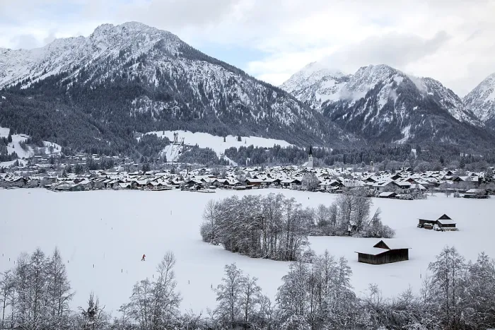 Framed Print : Winter, snowy landscape, view of Oberstdorf