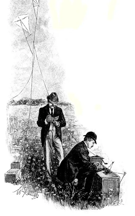 Framed Print : Wireless telegraphy, telegraphing by means of kites