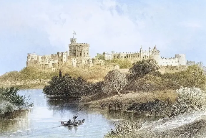 Framed Print : Wndsor Castle Windsor England From The Gallery of Geography published London circa 1872 Framed Print : Wndsor Castle Windsor England From The Gallery of Geography published London circa 1872