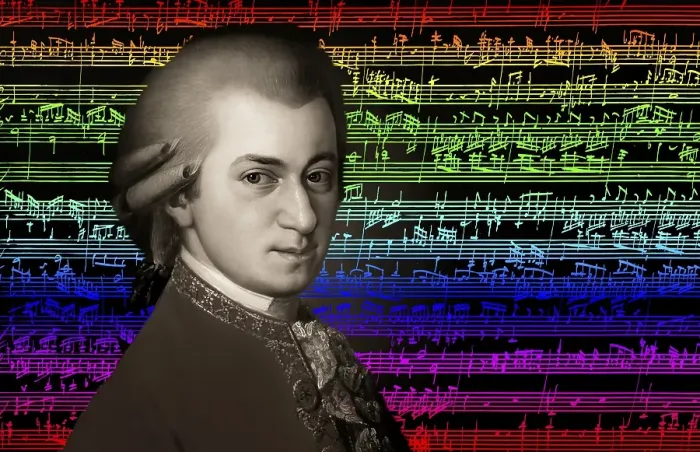 Framed Print : Wolfgang Amadeus Mozart, 1756 - 1791, composer of classical music, First Viennese School, notesheet from Allegro and Andante, Fantasy in F minor for mechanical organ, KV 608, 1791, digitally edited