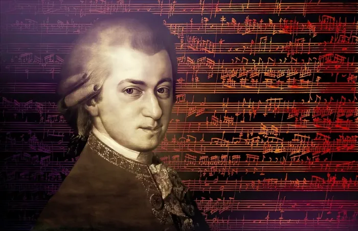 Framed Print : Wolfgang Amadeus Mozart, 1756 - 1791, composer of classical music, First Viennese School, notesheet from Allegro and Andante, Fantasy in F minor for mechanical organ, KV 608, 1791, digitally edited