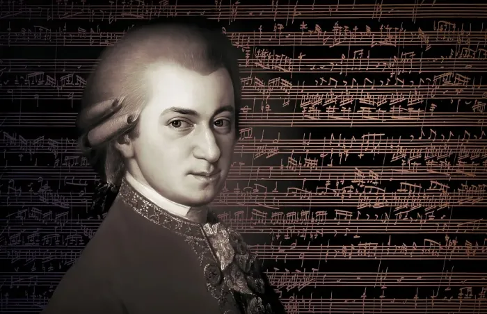Framed Print : Wolfgang Amadeus Mozart, 1756 - 1791, composer of classical music, First Viennese School, notesheet from Allegro and Andante, Fantasy in F minor for mechanical organ, KV 608, 1791, digitally edited