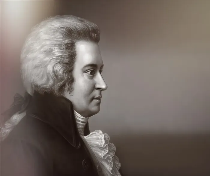 Framed Print : Wolfgang Amadeus Mozart, 1756 - 1791, composer of classical music, First Viennese School, digitally edited