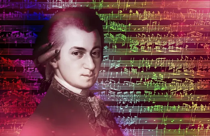 Framed Print : Wolfgang Amadeus Mozart, 1756 - 1791, composer of classical music, First Viennese School, notesheet from Allegro and Andante, Fantasy in F minor for mechanical organ, KV 608, 1791, digitally edited
