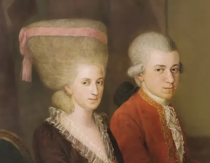 Framed Print : Wolfgang Amadeus Mozart with his sister Maria Anna Nannerl, c. 1780, digitally edited after a painting by Croce Framed Print : Wolfgang Amadeus Mozart with his sister Maria Anna Nannerl, c. 1780, digitally edited after a painting by Croce