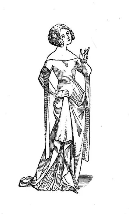 Framed Print : Woman in 14th century Tight Costume