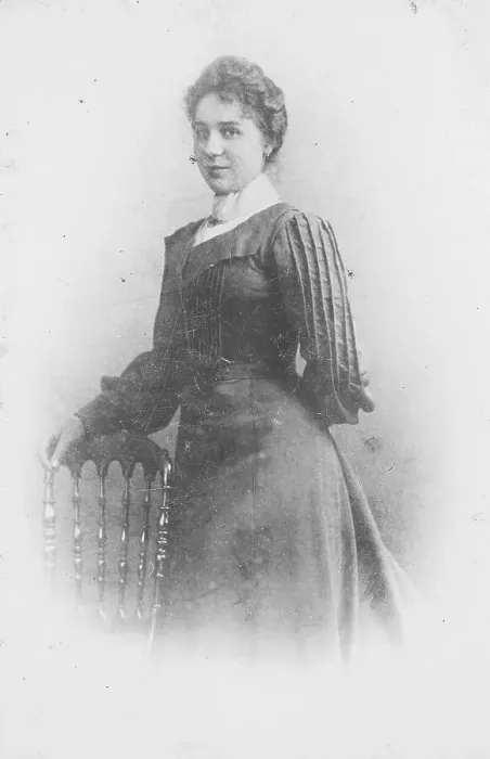 Framed Print : Woman in a dark Sunday dress, Germany