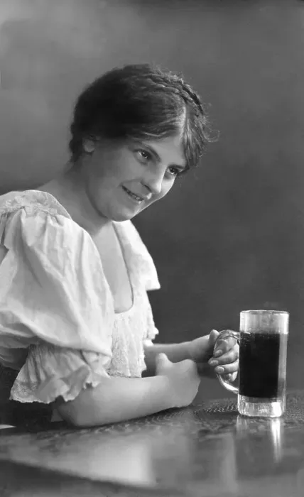 Framed Print : Woman drinking beer, 1920s, Germany, Europe Framed Print : Woman drinking beer, 1920s, Germany, Europe