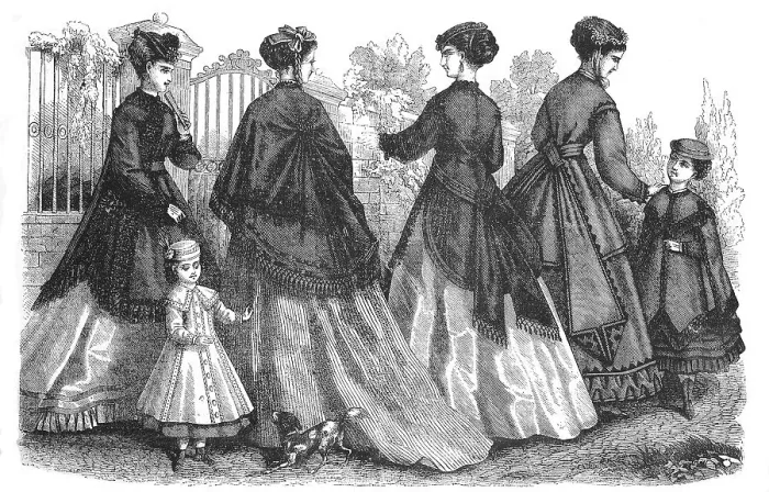 Framed Print : Four woman and two girls in the latest spring fashions Framed Print : Four woman and two girls in the latest spring fashions