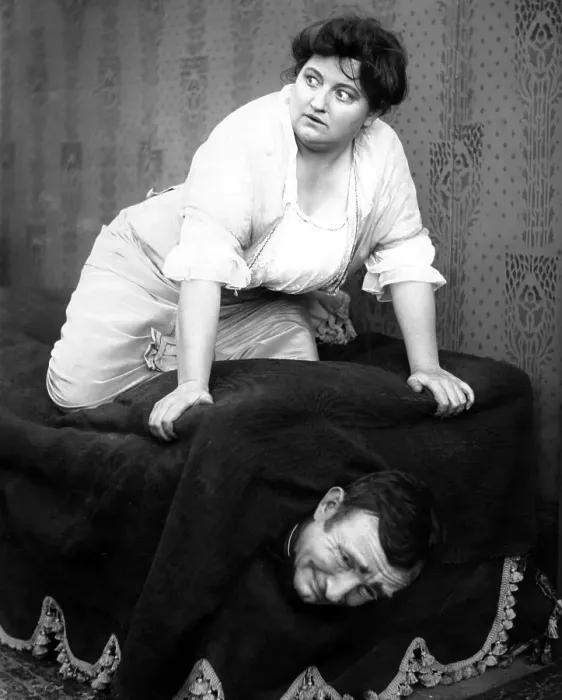 Framed Print : Woman hiding man in sofa, 1920s, Germany, Europe