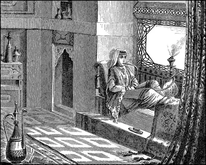 Framed Print : Woman with hookah in a salon in a house among the Tatars Framed Print : Woman with hookah in a salon in a house among the Tatars