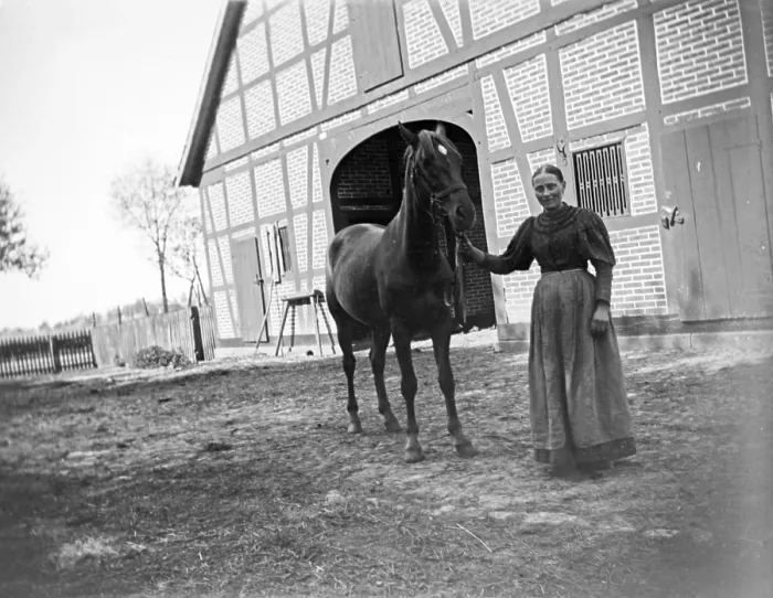 Framed Print : Woman with horse posing for the photo Framed Print : Woman with horse posing for the photo