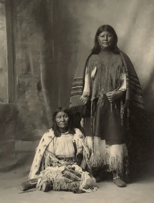 Framed Print : Two woman, Indians, Kiowa, after a picture by F.A.Rinehart, 1899, Kiowa or Kaigwu are an ethnic tribe of the Indians of North America, from what is now western Montana, Historic, digitally restored reproduction of an original from the period