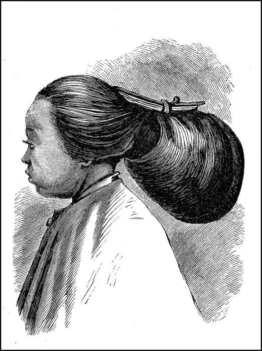 Framed Print : Woman with long hairstyle from China