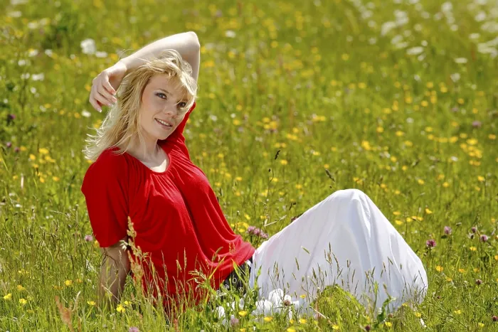 Framed Print : Woman in a meadow Framed Print : Woman in a meadow