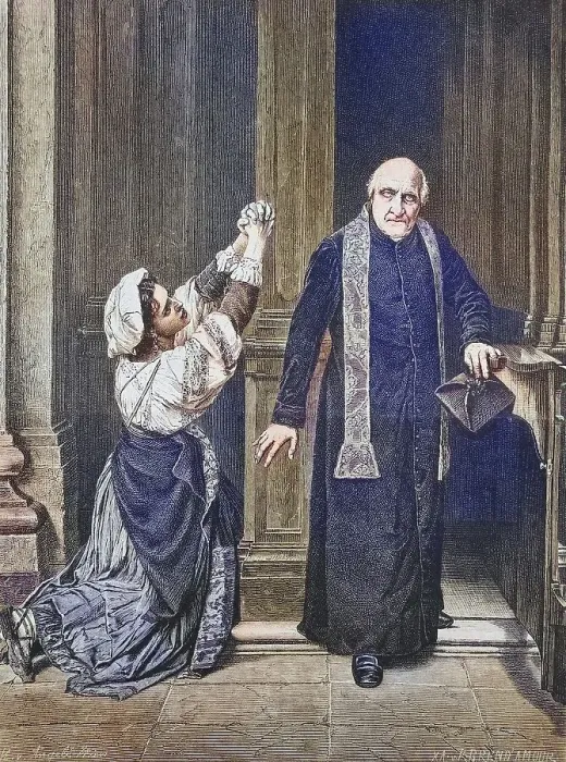 Framed Print : Woman and priest at the confessional Framed Print : Woman and priest at the confessional