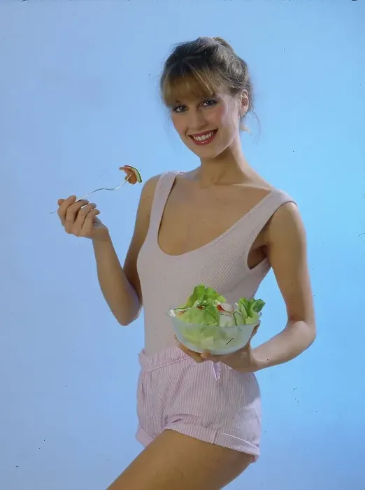 Framed Print : Woman with salad bowl