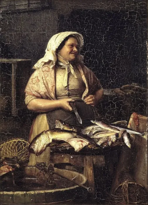 Framed Print : A Woman Selling Fish, Fishmonger Framed Print : A Woman Selling Fish, Fishmonger